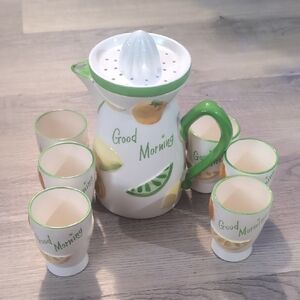 Good Morning Citrus Juicer Set with Cups - Green and White